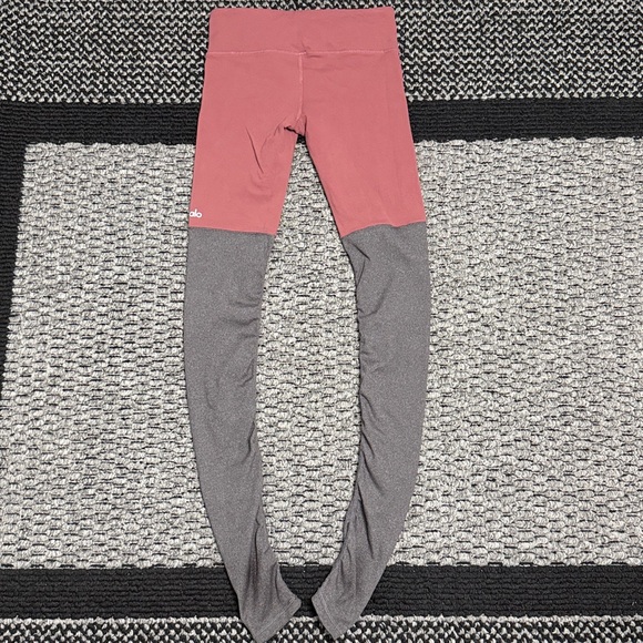 ALO Yoga Goddess Ribbed Leggings Two Toned Athleisure Yogi Workout Sz S Stretch - Picture 2 of 8
